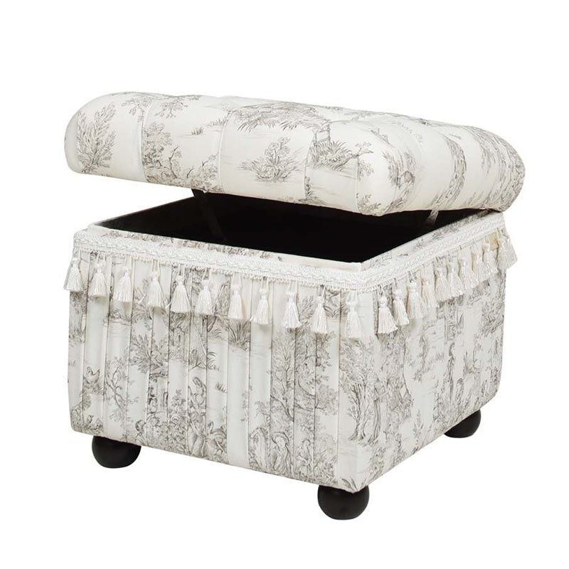 ジェニファーテイラー スツール 収納付き 四角 トワルドジュイ柄 Toile de Jouy スツール おしゃれ スツール フランス雑貨