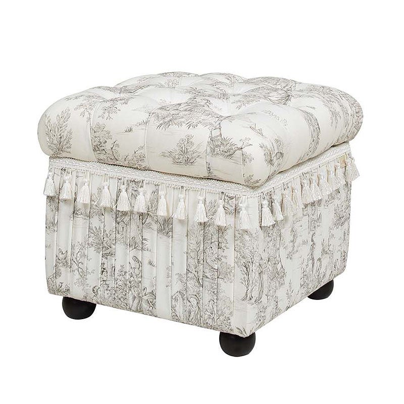 ジェニファーテイラー スツール 収納付き 四角 トワルドジュイ柄 Toile de Jouy スツール おしゃれ スツール フランス雑貨