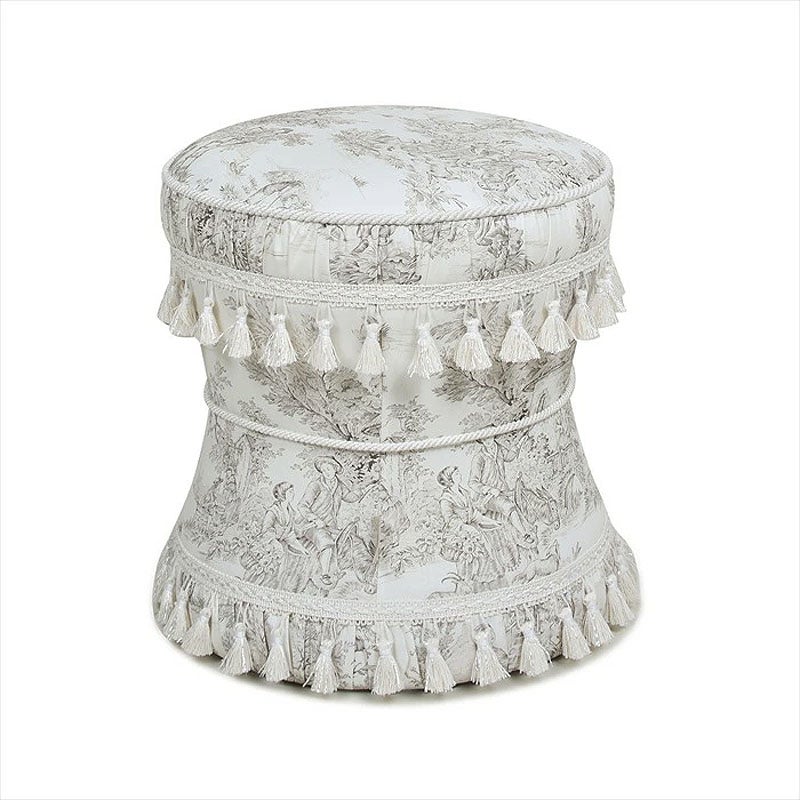 ジェニファーテイラー スツール ラウンド 丸 トワルドジュイ柄 Toile de Jouy スツール おしゃれ スツール フランス雑貨