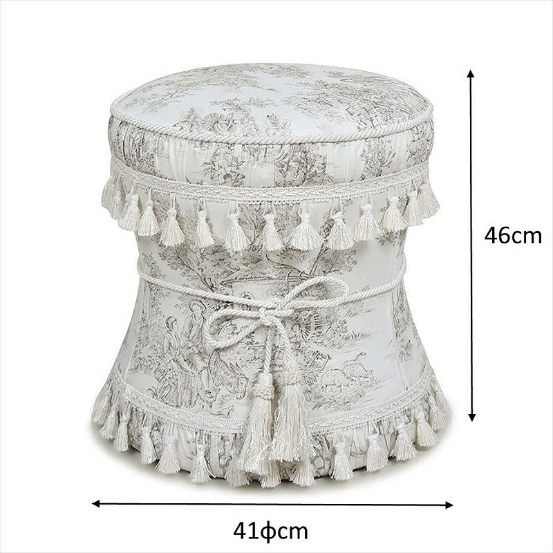 ジェニファーテイラー スツール ラウンド 丸 トワルドジュイ柄 Toile de Jouy スツール おしゃれ スツール フランス雑貨