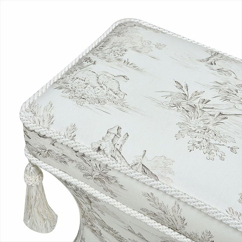 ジェニファーテイラー スツール 薄型 トワルドジュイ柄 Toile de Jouy