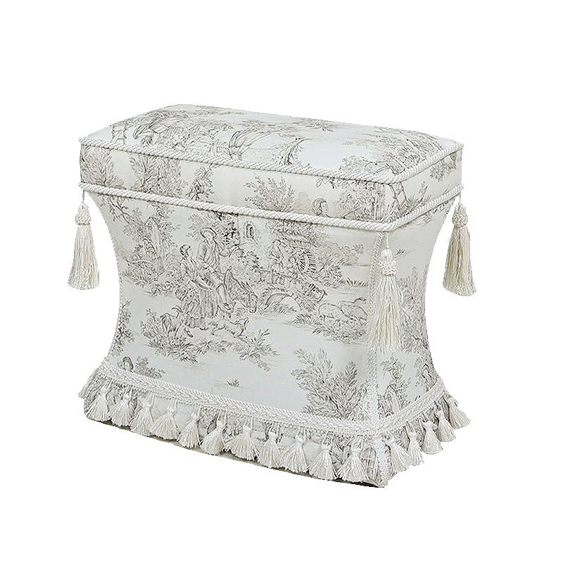 ジェニファーテイラー スツール 薄型 トワルドジュイ柄 Toile de Jouy