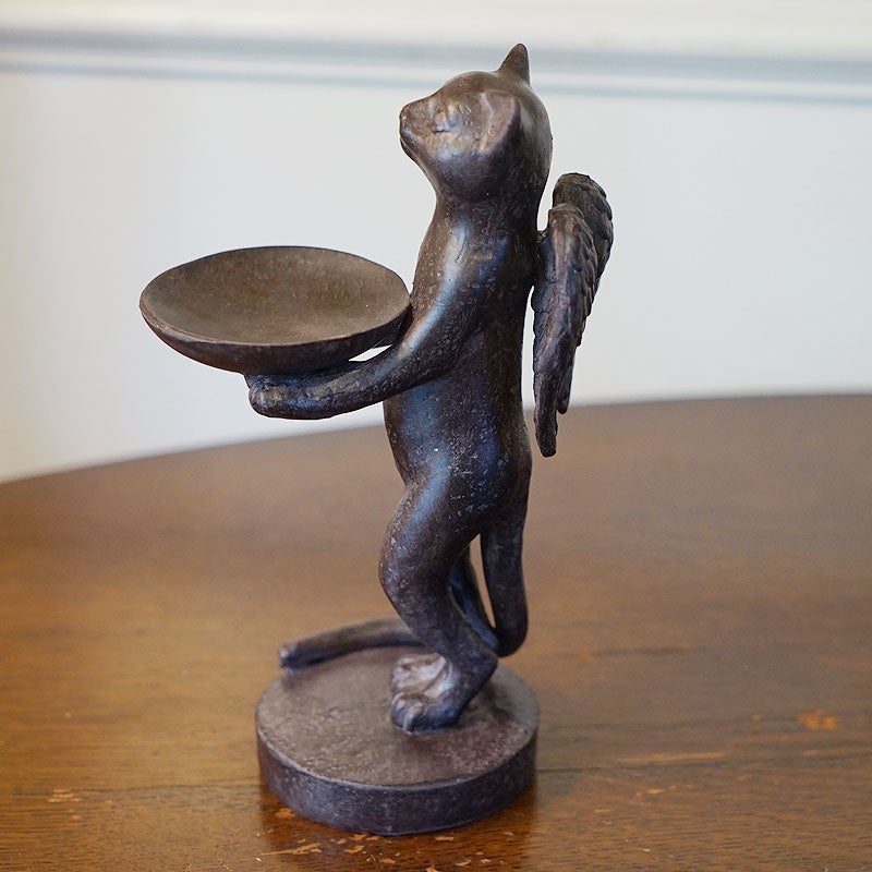 猫雑貨 置物 皿を持ったねこ 猫の置物 可愛い おしゃれ 雑貨 ねこの置物 小物入れ 癒やしアイテム