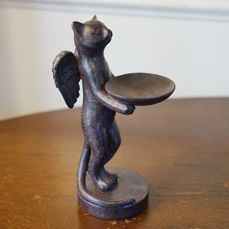 猫雑貨 置物 皿を持ったねこ 猫の置物 可愛い おしゃれ 雑貨 ねこの置物 小物入れ 癒やしアイテム