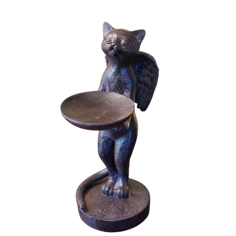 猫雑貨 置物 皿を持ったねこ 猫の置物 可愛い おしゃれ 雑貨 ねこの置物 小物入れ 癒やしアイテム