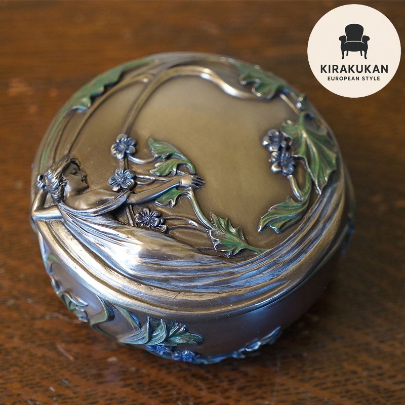 インテリア雑貨 小物入れ ジュエリーボックス アールヌーボー 置物 オブジェ 小物入れ 手彩色 ハンドペイント