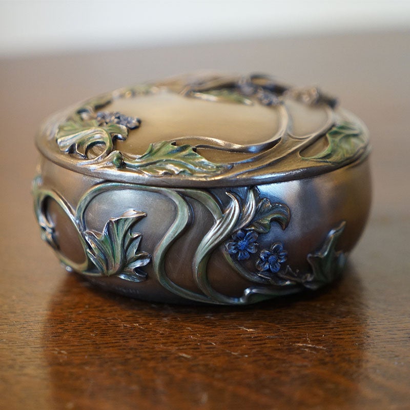 インテリア雑貨 小物入れ ジュエリーボックス アールヌーボー 置物 オブジェ 小物入れ 手彩色 ハンドペイント