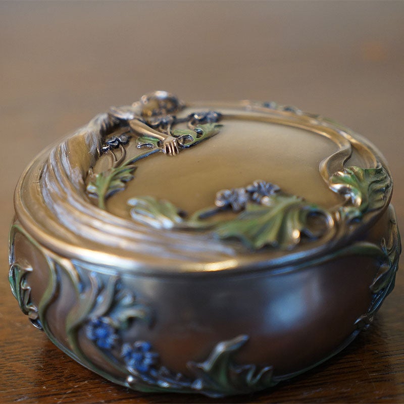 インテリア雑貨 小物入れ ジュエリーボックス アールヌーボー 置物 オブジェ 小物入れ 手彩色 ハンドペイント