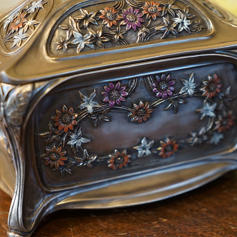 インテリア雑貨 小物入れ ジュエリーボックス アールヌーボー 長方形 置物 オブジェ 小物入れ 手彩色 ハンドペイント