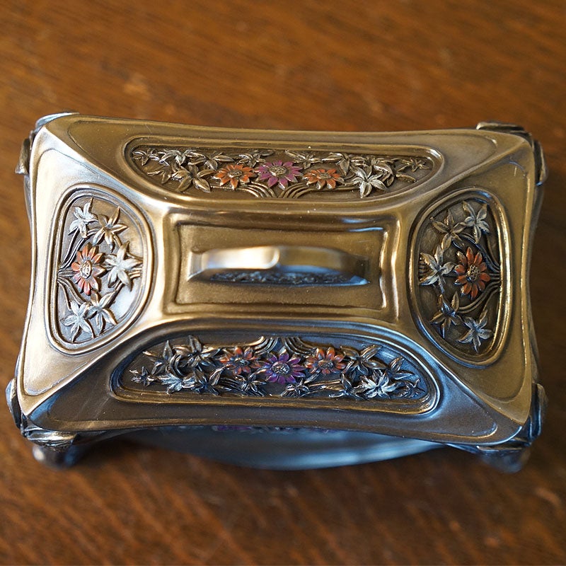インテリア雑貨 小物入れ ジュエリーボックス アールヌーボー 長方形 置物 オブジェ 小物入れ 手彩色 ハンドペイント