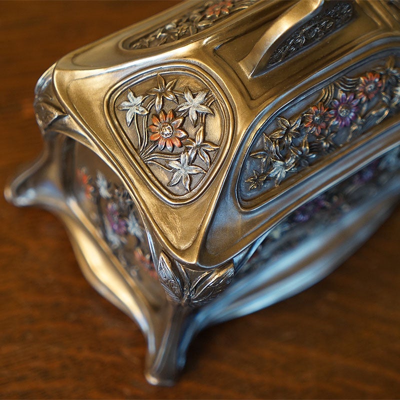 インテリア雑貨 小物入れ ジュエリーボックス アールヌーボー 長方形 置物 オブジェ 小物入れ 手彩色 ハンドペイント