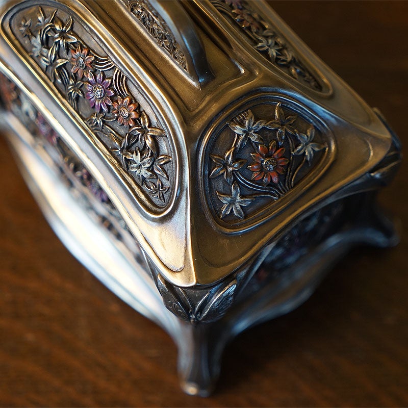インテリア雑貨 小物入れ ジュエリーボックス アールヌーボー 長方形 置物 オブジェ 小物入れ 手彩色 ハンドペイント