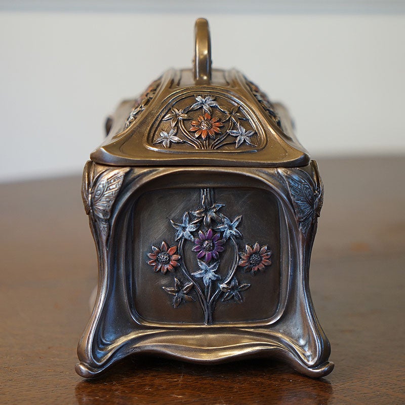 インテリア雑貨 小物入れ ジュエリーボックス アールヌーボー 長方形 置物 オブジェ 小物入れ 手彩色 ハンドペイント