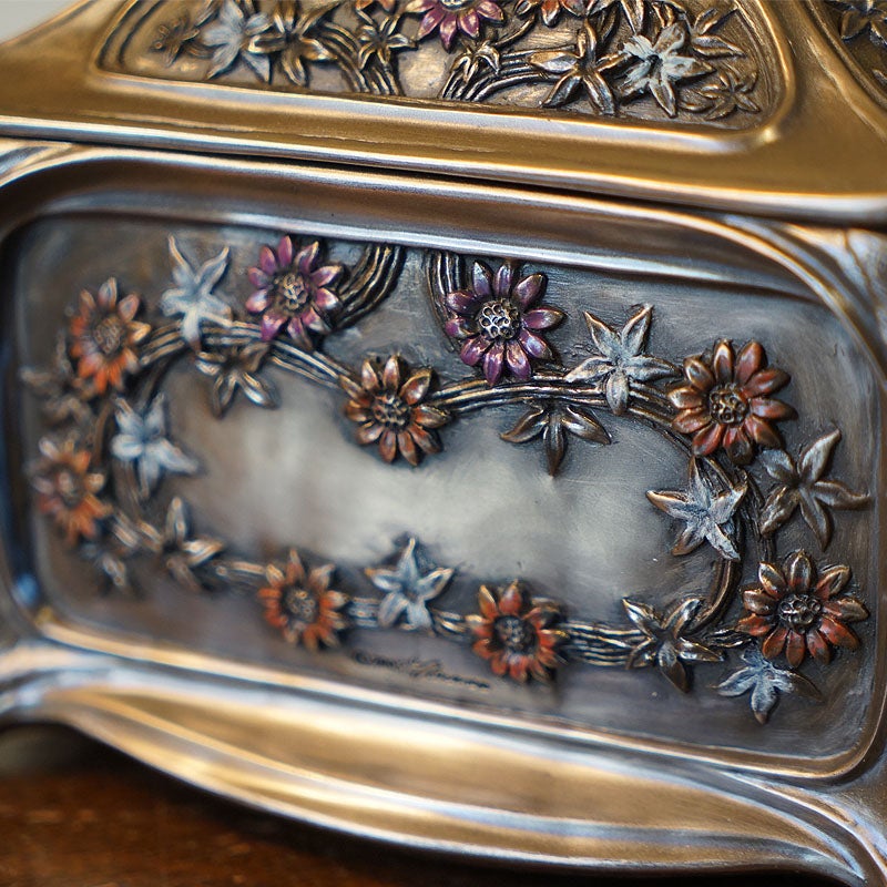 インテリア雑貨 小物入れ ジュエリーボックス アールヌーボー 長方形 置物 オブジェ 小物入れ 手彩色 ハンドペイント