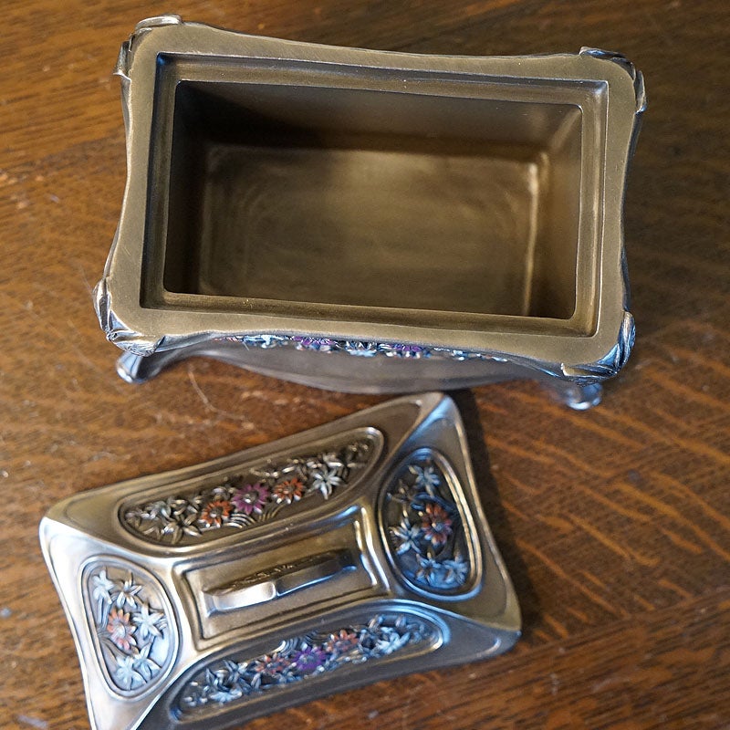 インテリア雑貨 小物入れ ジュエリーボックス アールヌーボー 長方形 置物 オブジェ 小物入れ 手彩色 ハンドペイント