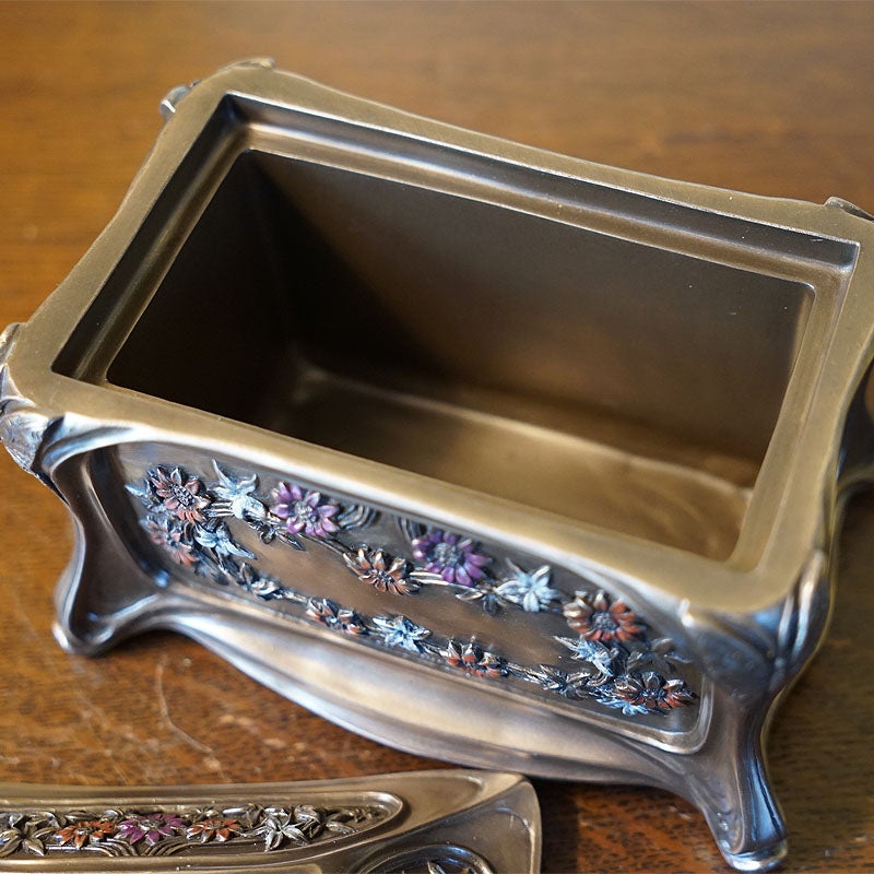 インテリア雑貨 小物入れ ジュエリーボックス アールヌーボー 長方形 置物 オブジェ 小物入れ 手彩色 ハンドペイント