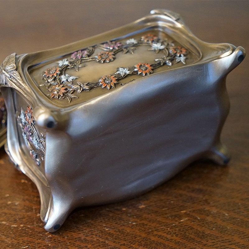 インテリア雑貨 小物入れ ジュエリーボックス アールヌーボー 長方形 置物 オブジェ 小物入れ 手彩色 ハンドペイント