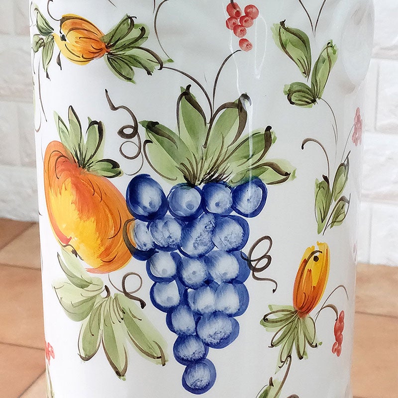 傘立て 陶器 トロピカルフルーツ柄 ホワイト 傘立て スリム 可愛い アンブレラスタンド