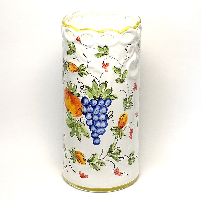 傘立て 陶器 トロピカルフルーツ柄 ホワイト 傘立て スリム 可愛い アンブレラスタンド