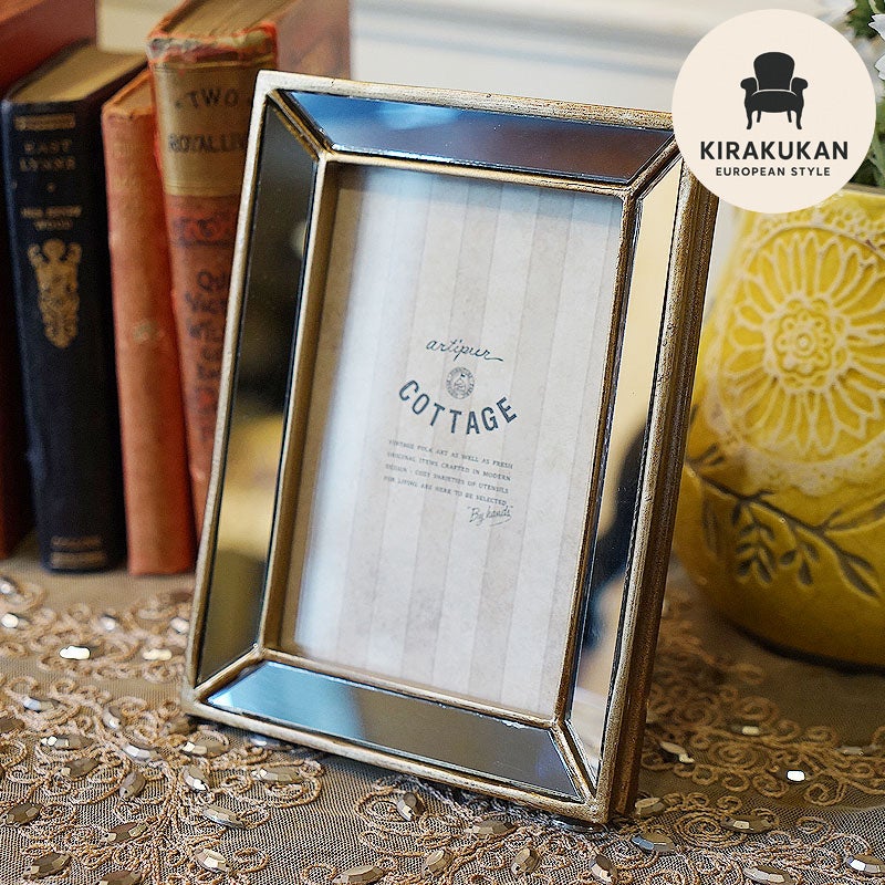 フォトフレーム 写真立て ミラー フォトフレーム Lサイズ 鏡枠 壁掛け可 卓上 写真立て