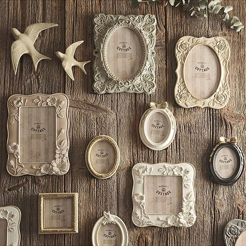 フォトフレーム 写真立て シャビーフォトフレーム Lサイズ 鏡枠 壁掛け可 メール便使用 卓上 写真立て