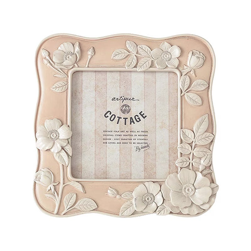 フォトフレーム 写真立て フラワー ウェーブスクエア フォトフレーム Sサイズ ピンク 壁掛け可 メール便使用