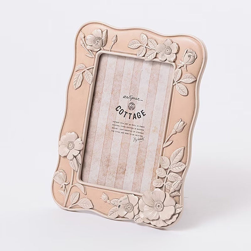 フォトフレーム 写真立て フラワー ウェーブスクエア フォトフレーム Lサイズ ピンク 壁掛け可 メール便使用