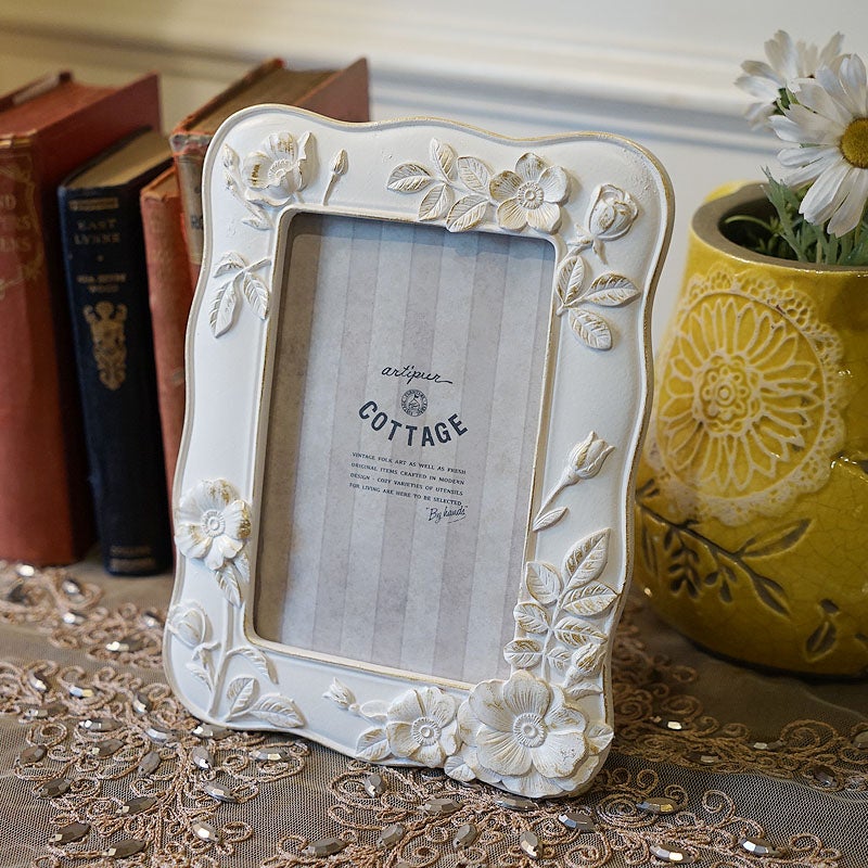 フォトフレーム 写真立て フラワー ウェーブスクエア フォトフレーム Lサイズ ホワイト 壁掛け可 メール便使用