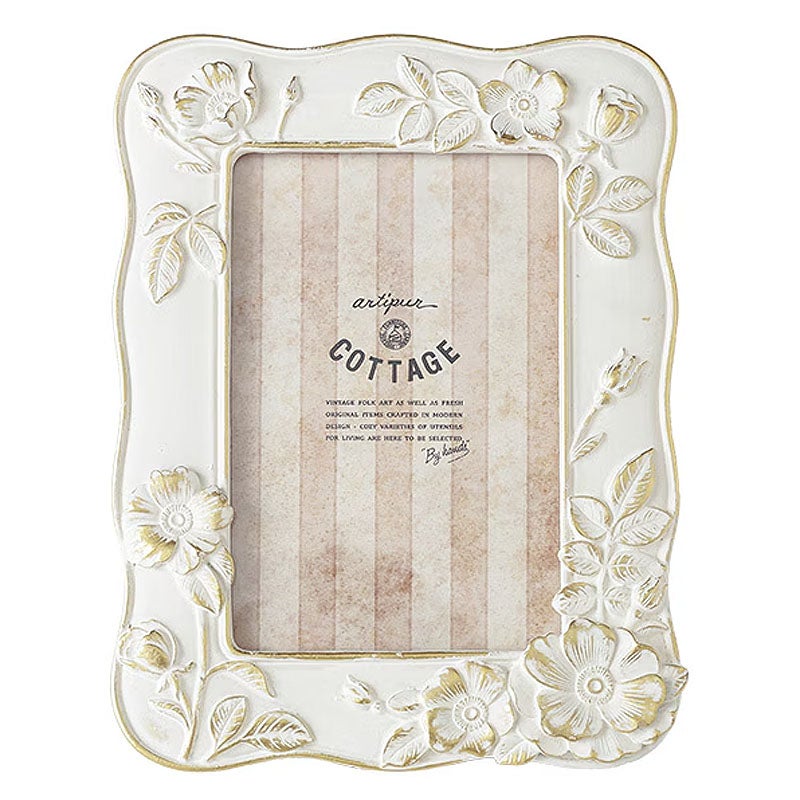 フォトフレーム 写真立て フラワー ウェーブスクエア フォトフレーム Lサイズ ホワイト 壁掛け可 メール便使用