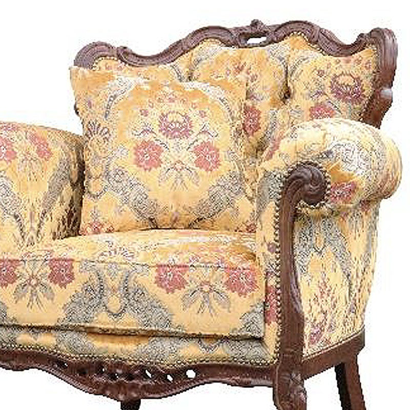 イタリア家具 1人掛けソファ 金華山張り 猫足 猫脚 ウォールナット仕上げ ソファー 木製 ロココ 家具 輸入家具 イタリアン家具 304POO