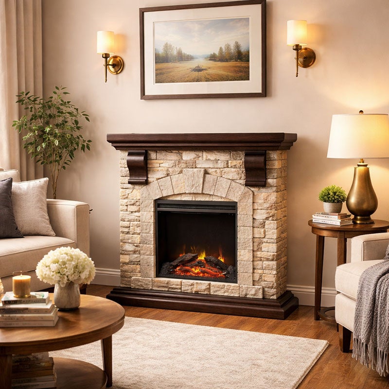 電気式暖炉 ロイドグランデ  パイオニアII ブラウンストーン 18インチ 1000W LLOYD GRANDE 暖炉風