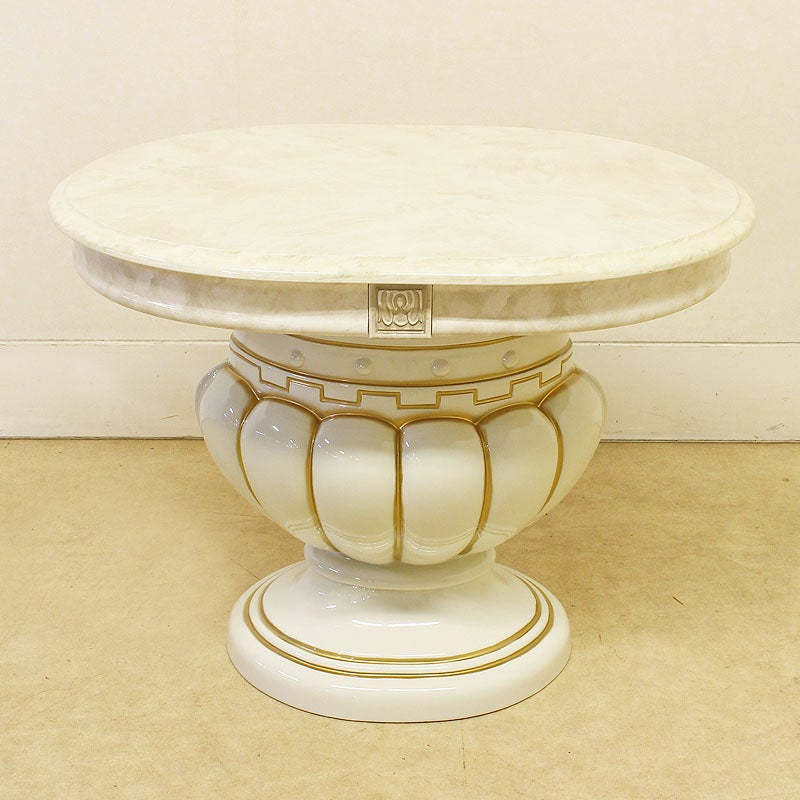 イタリア家具 LEONARD レオナルド サイドテーブル 白 オーバル 家具 木製 アンティーク クラシック家具