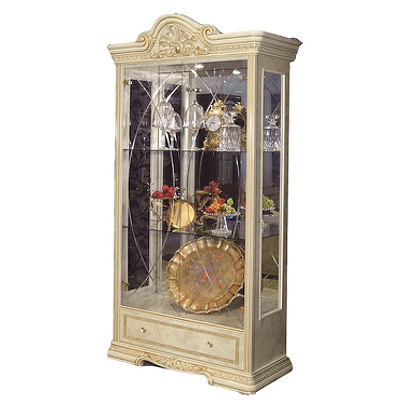 イタリア家具 LEONARD レオナルド 2ドア キャビネット 白 飾り棚 家具 キャビネット 木製 アンティーク クラシック家具