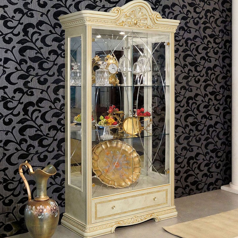 イタリア家具 LEONARD レオナルド 2ドア キャビネット 白 飾り棚 家具 キャビネット 木製 アンティーク クラシック家具