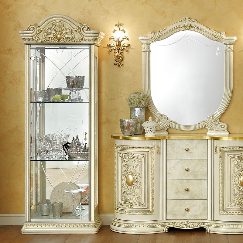 イタリア家具 LEONARD レオナルド キャビネット 白 飾り棚 家具 キャビネット 木製 アンティーク クラシック家具