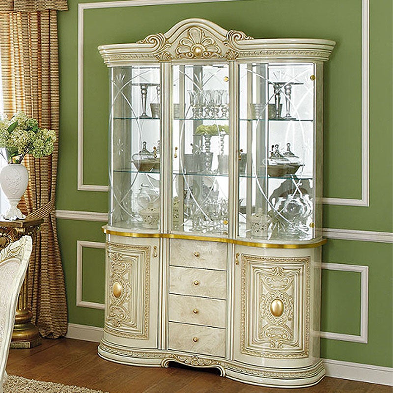 イタリア家具 LEONARD レオナルド 3ドア キャビネット 白 144 飾り棚 家具 キャビネット 木製 アンティーク クラシック家具