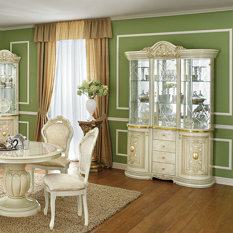 イタリア家具 LEONARD レオナルド 3ドア キャビネット 白 144 飾り棚 家具 キャビネット 木製 アンティーク クラシック家具