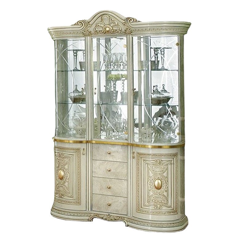 イタリア家具 LEONARD レオナルド 3ドア キャビネット 白 144 飾り棚 家具 キャビネット 木製 アンティーク クラシック家具
