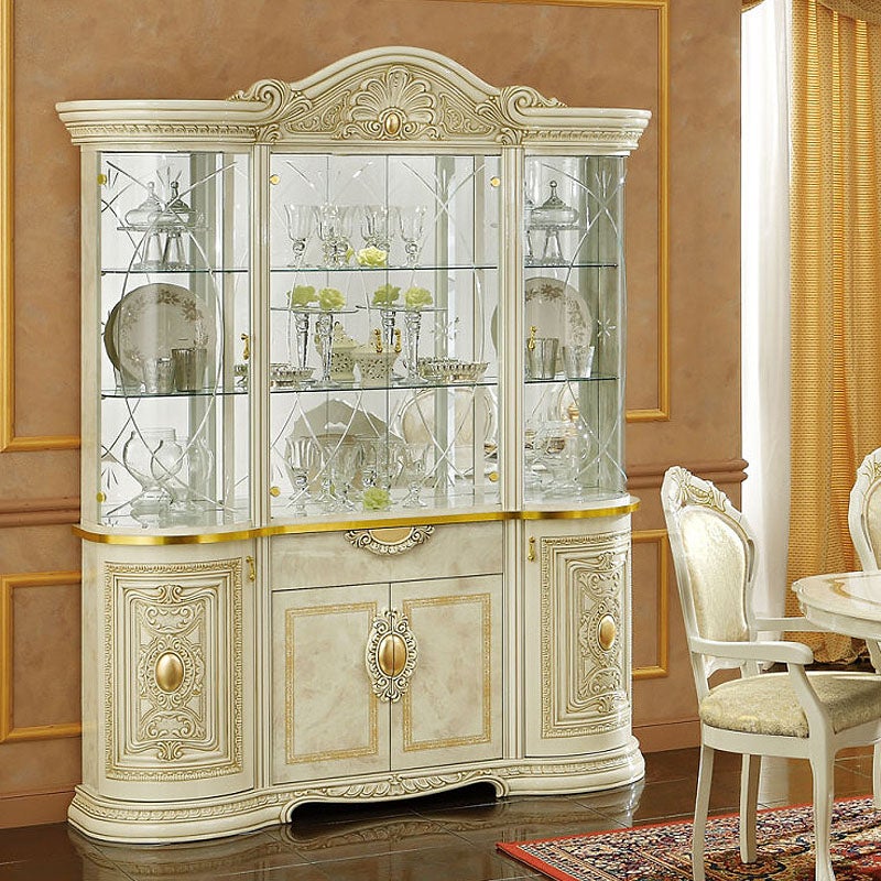 イタリア家具 LEONARD レオナルド 4ドア キャビネット 白 179 飾り棚 家具 キャビネット 木製 アンティーク クラシック家具