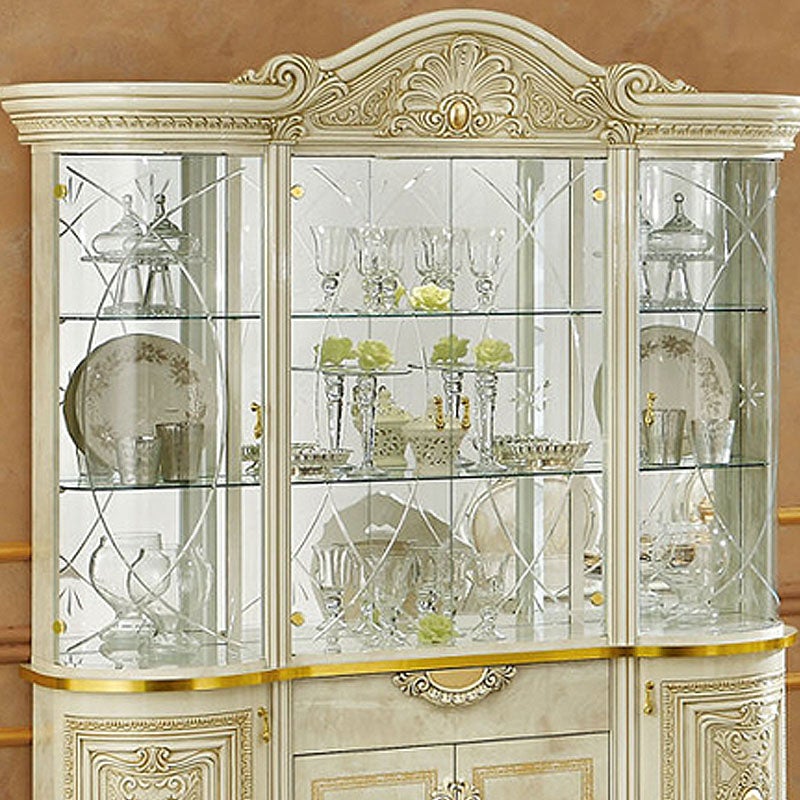 イタリア家具 LEONARD レオナルド 4ドア キャビネット 白 179 飾り棚 家具 キャビネット 木製 アンティーク クラシック家具