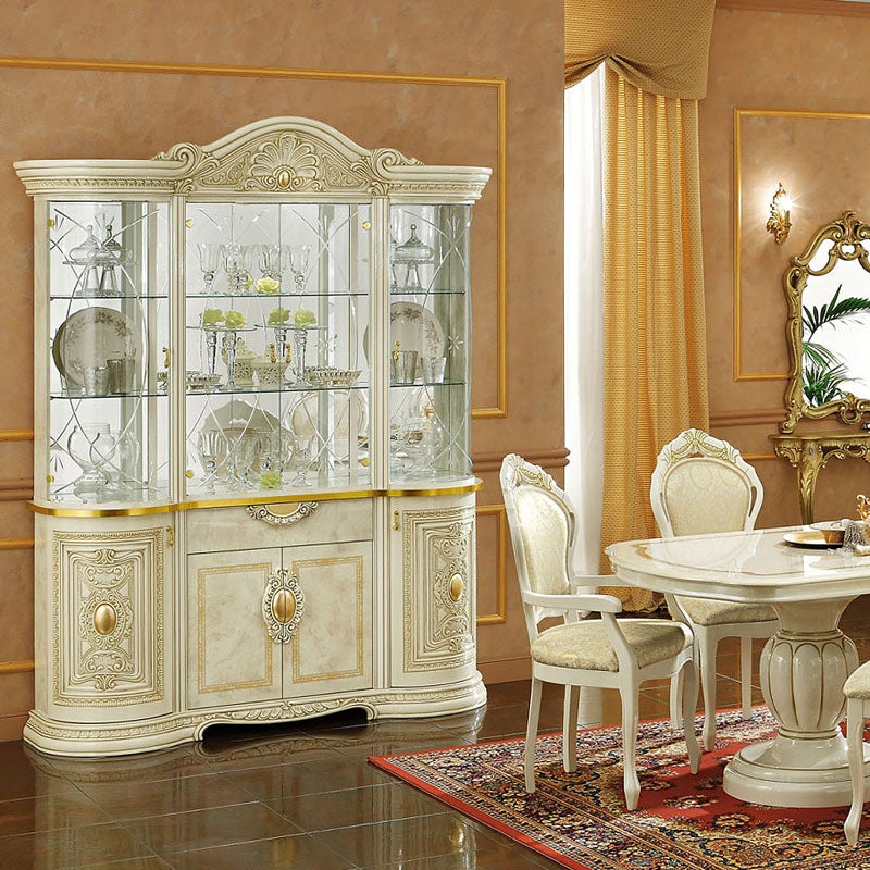 イタリア家具 LEONARD レオナルド 4ドア キャビネット 白 179 飾り棚 家具 キャビネット 木製 アンティーク クラシック家具