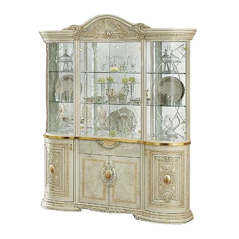 イタリア家具 LEONARD レオナルド 4ドア キャビネット 白 179 飾り棚 家具 キャビネット 木製 アンティーク クラシック家具