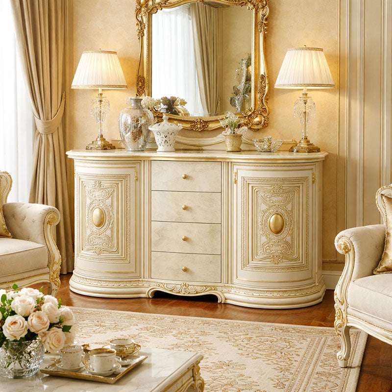 イタリア家具 LEONARD レオナルド サイドボード ホワイト 135cm 白家具 サイドボード アンティーク