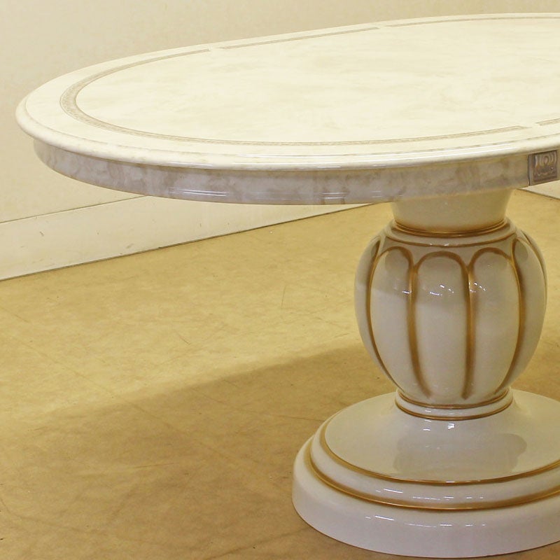 イタリア家具 LEONARD レオナルド ダイニングテーブル 伸長式 110 木製 白家具 クラシック家具 ヨーロッパ家具