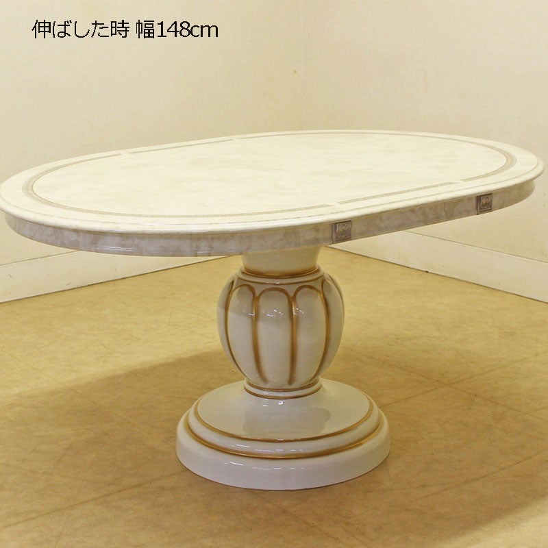 イタリア家具 LEONARD レオナルド ダイニングテーブル 伸長式 110 木製 白家具 クラシック家具 ヨーロッパ家具