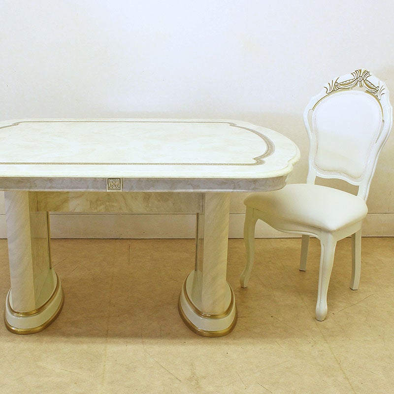 イタリア家具 LEONARD レオナルド ダイニングテーブル 149 木製 白家具 クラシック家具 ヨーロッパ家具