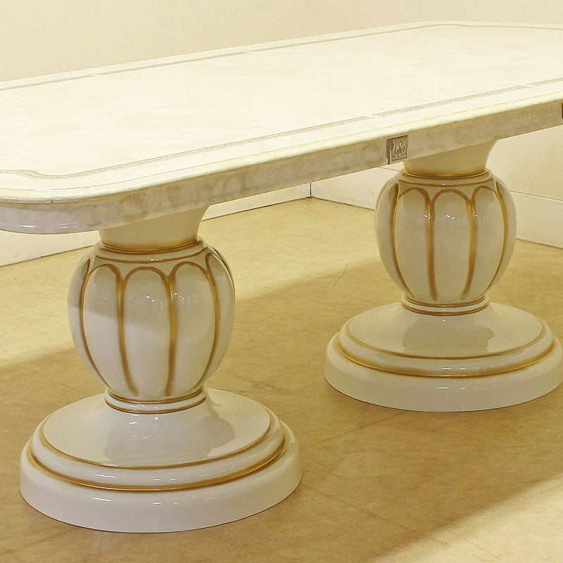 イタリア家具 LEONARD レオナルド ダイニングテーブル 伸長式 186 木製 白家具 クラシック家具 ヨーロッパ家具