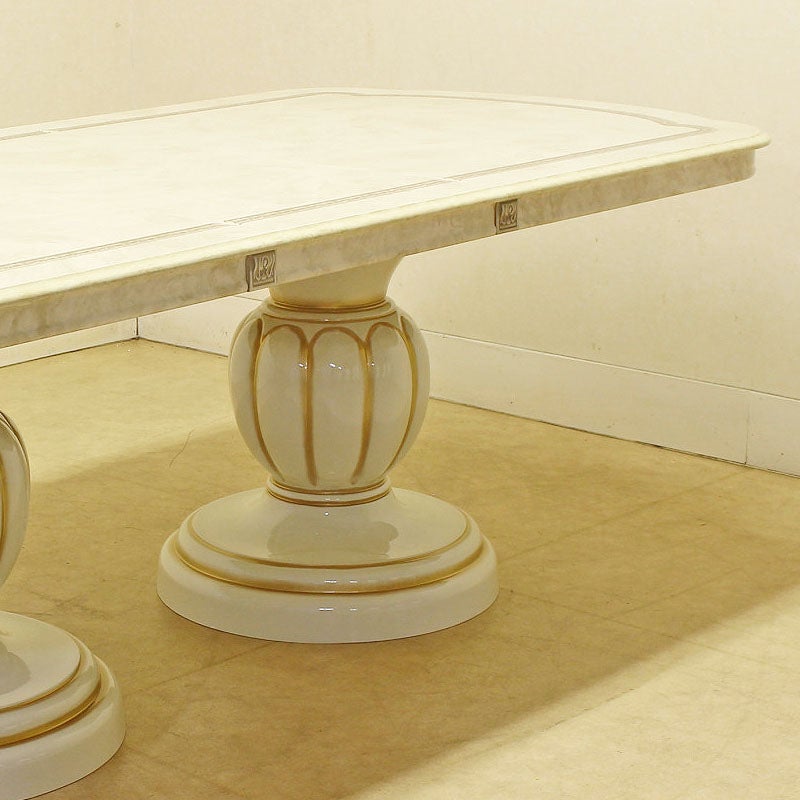 イタリア家具 LEONARD レオナルド ダイニングテーブル 伸長式 186 木製 白家具 クラシック家具 ヨーロッパ家具