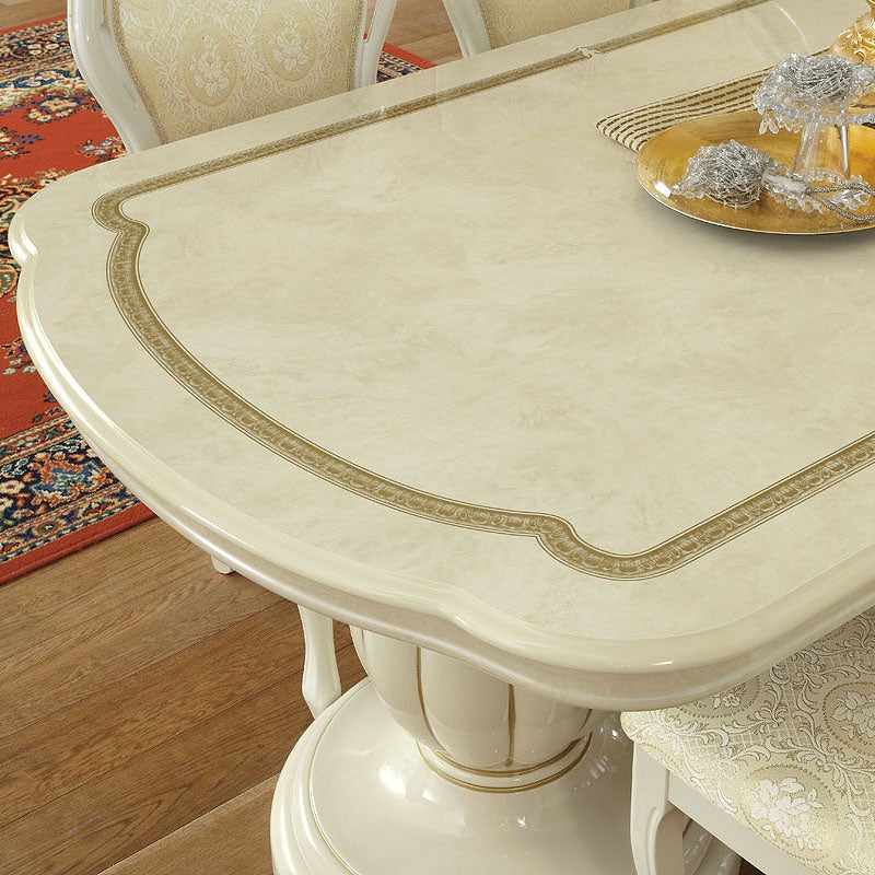 イタリア家具 LEONARD レオナルド ダイニングテーブル 伸長式 186 木製 白家具 クラシック家具 ヨーロッパ家具