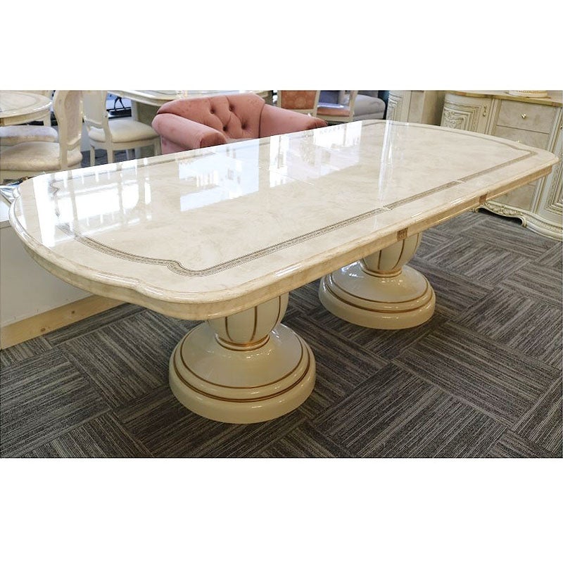 イタリア家具 LEONARD レオナルド ダイニングテーブル 伸長式 186 木製 白家具 クラシック家具 ヨーロッパ家具